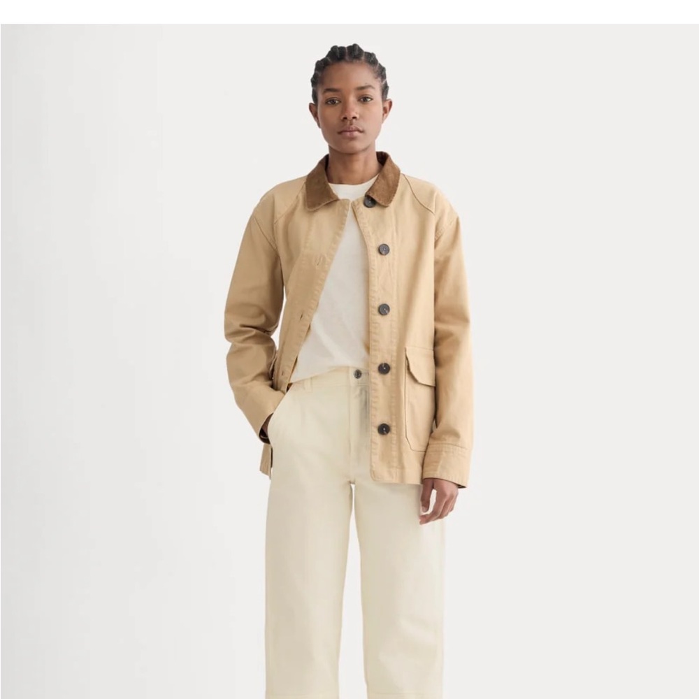 Everlane Cream Cotton high waisted barrel leg Pants